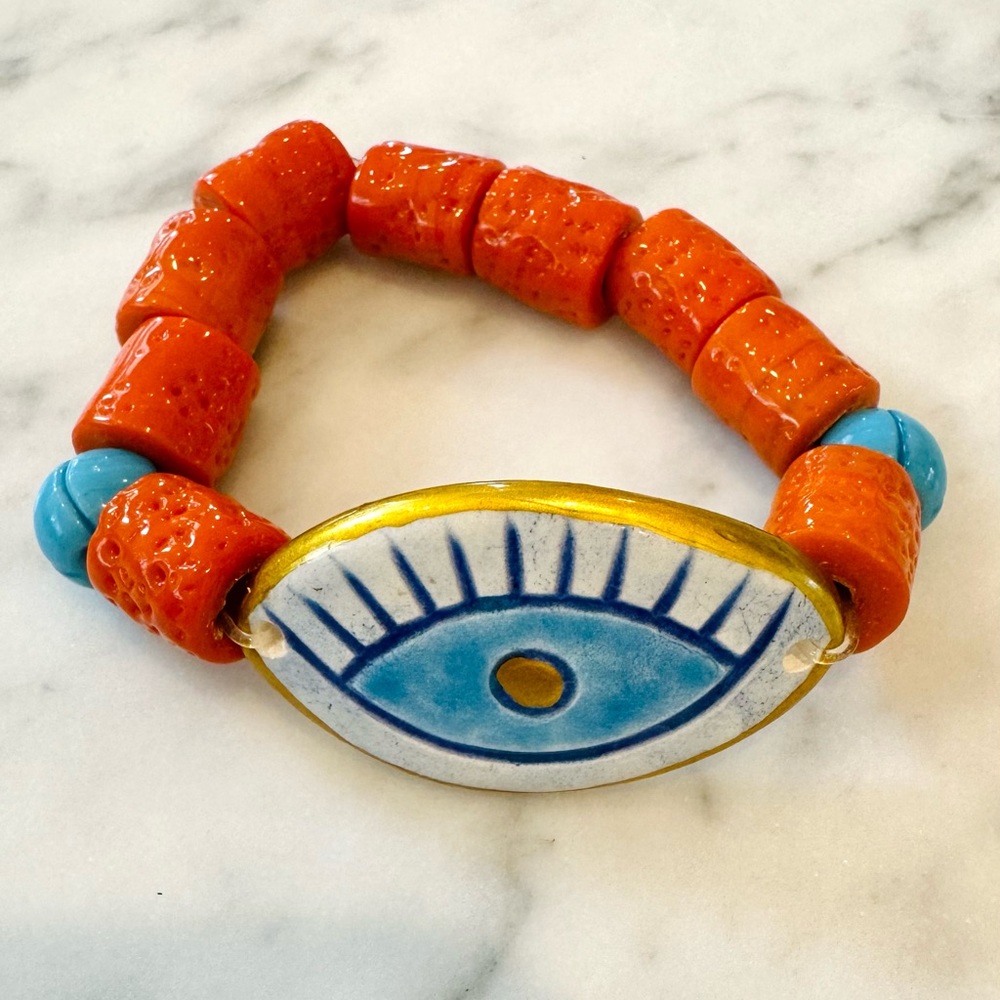 CERAMIC EVIL EYE HANDMADE GOOD LUCK Orange
STRETCH BRACELET ( 1 piece)